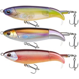 TRUSCEND Fishing Lures with BKK Hooks, Whopper Fishing Lures for Freshwater or Saltwater, Floating Lure for Bass Catfish Pike, Fishing Wobble Surface Bass Bait Teasers Fishing Gifts for Men