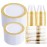 DaYammi 210 PCS Thanksgiving Gold Plastic Plates, Thanksgiving Plastic Dinnerware Sets, Includes: 30 Dinner Plates, 30 Salad Plates, 30 Pre Rolled Napkins with Gold Silverware and 30 Cups 9 OZ