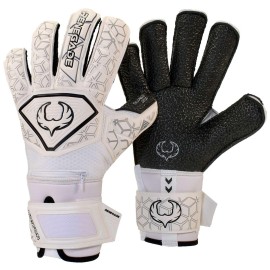 Renegade GK Triton Polaris Goalie Gloves with Pro-Tek Finger Savers | 3.5+3mm Super Grip| White & Black Soccer Goalkeeper Gloves (Size 8, Youth-Adult, Roll Cut, Level 2)