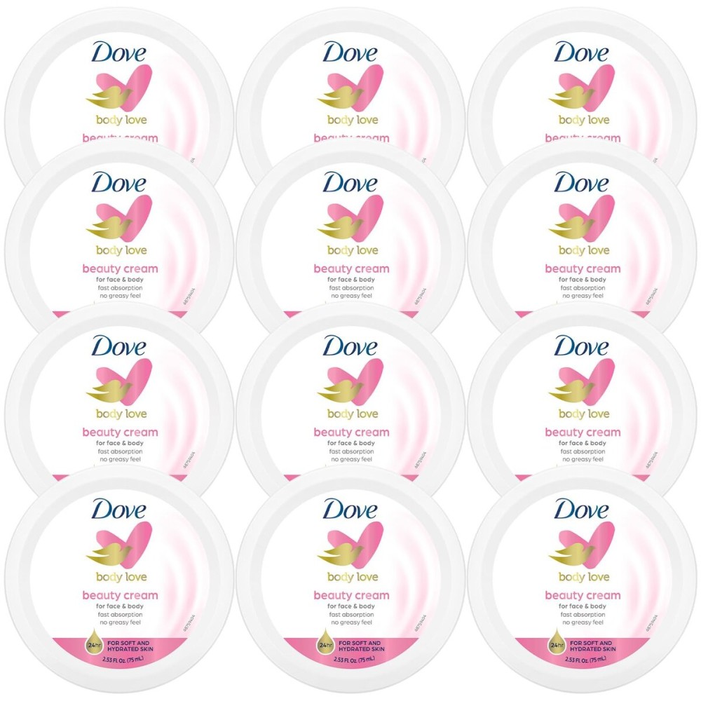 Dove Lotion, Beauty Cream - Light, Fast-Absorbing Face and Body Cream for Normal to Dry Skin, 24-Hour Moisture, Travel Size, 2.53 Fl Oz. (Pack of 12)