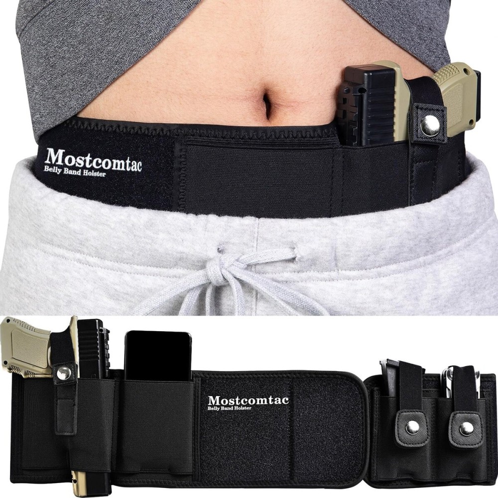 Mostcomtac Belly Band Holster for Men & Women - Comfortable Carry Gun Holster for 9MM and 380 with Breathable Neoprene, Fits Glock 19 17 42 43 43x, Taurus, Ruger LCP, S&W M&P Shield for Most Handguns
