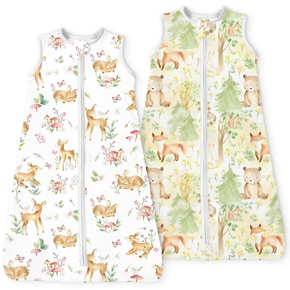 TOTBASIC Baby Sleep Sack 6-12-15 Months Light Wearable Blanket for Babies with 2-Way Zippers, 0.5 TOG Premium Soft Breathable Sleeping Bag for Baby Boys Girls 2-Pack