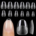 UNA GELLA Extra Short Almond Nail Tips 12 Sizes Short Almond Gel Nail Tips 120Pcs Soft Gel Clear Full Cover Nails Tips Acrylic False Nails Press On Nails for Extensions DIY Salon