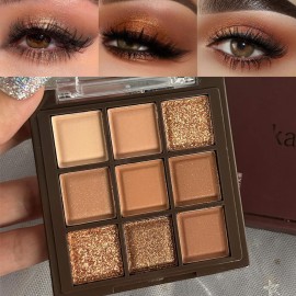 AMY\'S DIARY Rose Gold Dark Brown Colorful neutral Eyeshadow Palette Makeup,9Color Matte Shimmer Natural Smokey Eye Eyeshadow palettes Highly Pigmented Neutral Long Lasting Waterproof