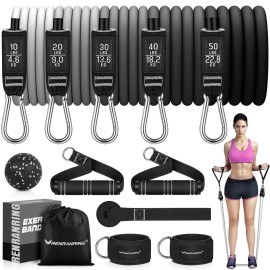 RENRANRING Resistance Bands for Working Out, 150LBS Exercise Bands, Workout Bands, Resistance Bands Set with Handles for Men Women, Legs Ankle Straps for Muscle Training