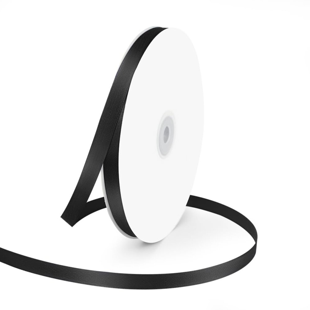 3/8 Wide x 100 Yards Single Face Polyester Satin Ribbon, Satin Ribbon for Crafts, Gift, Hair Bows, Wedding Party Decoration, Bow Making & Other Projects (Black)