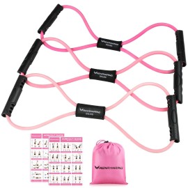 RENRANRING Figure 8 Fitness Resistance Bands with Handles - Exercise Tube Band Set of 3 for Arm and Shoulder Stretch, Rope 8 Word Elastic for Women and Men