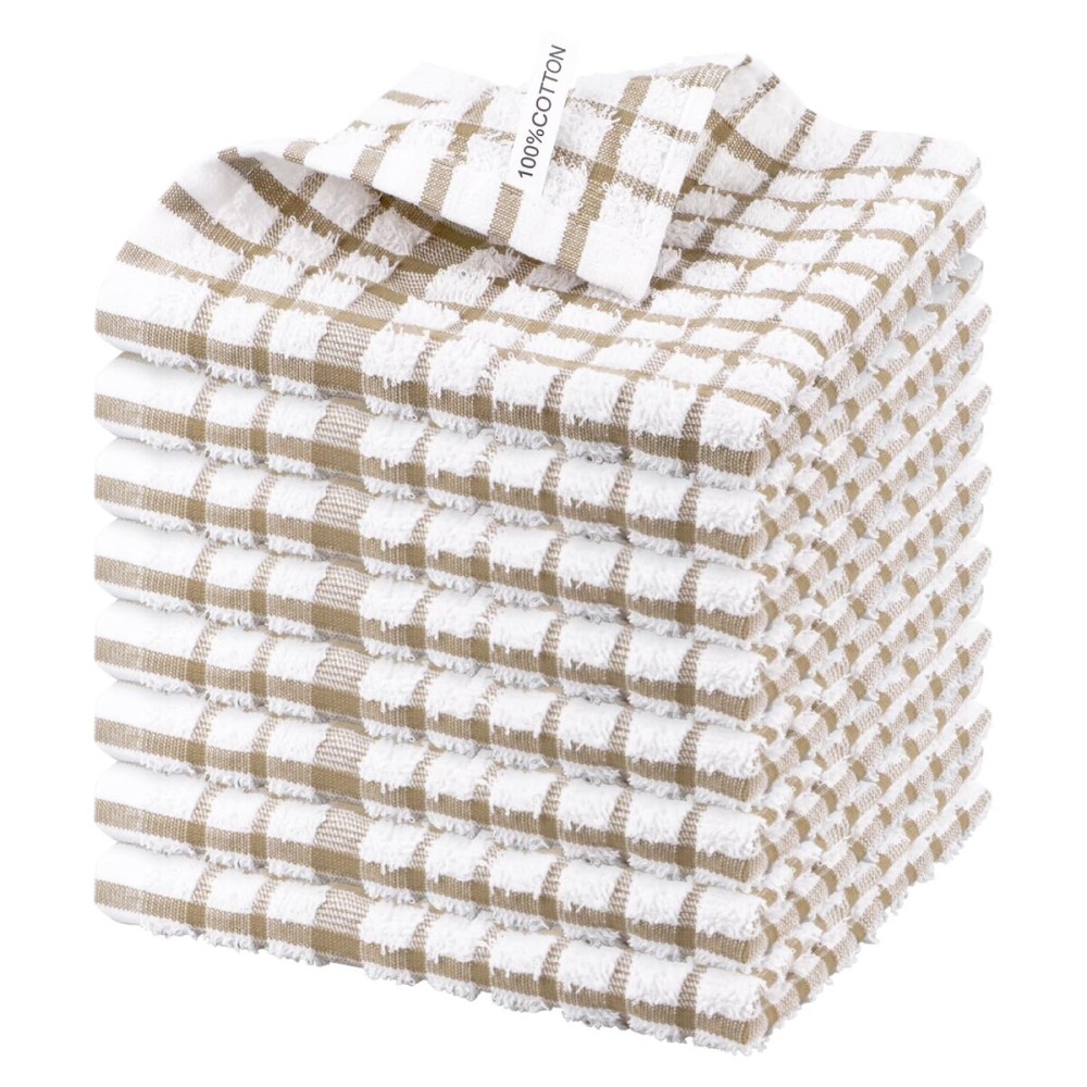 Nialnant 8 Pack Dish Cloths,100% Cotton Soft Absorbent Cleaning Rags,Quick Drying Dish Towels for Kitchen,Washing Dishes-Little Yellow Plaid,12 x 12 in