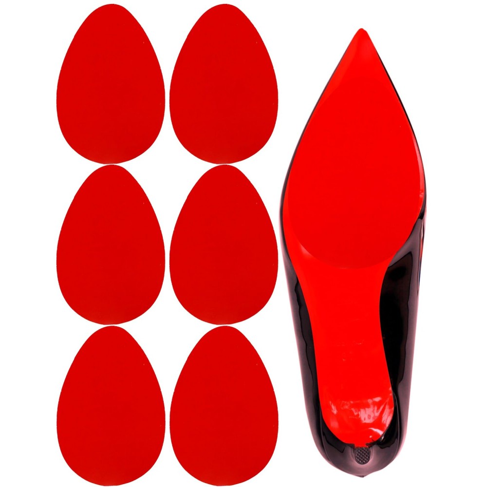 CZBYXA12 Red Bottom Shoe Sole Protector Compatible with Christian Louboutin Heels | Non-Slip Sole Pads for Shoes | Anti-Slip Grips for Shoe Bottom Repair, Protection & Traction(Red,4.3x3.0 MF 6Pcs)