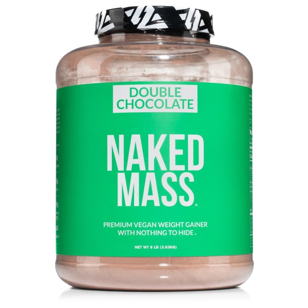 NAKED Vegan Mass - Double Chocolate Weight Gainer - 1,260 Calories, 50G Protein, Nothing Artificial, All Natural Chocolate Protein Powder, Non-GMO, Soy & Gluten Free - 8LB Bulk - 11 Servings