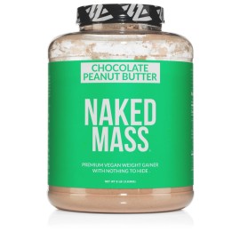 NAKED Vegan Mass - Chocolate Peanut Butter - 1,290 Calories, Nothing Artificial, All Natural Chocolate PB Weight Gainer Protein Powder, Non-GMO, Soy & Gluten Free - 8LB Bulk - 11 Servings