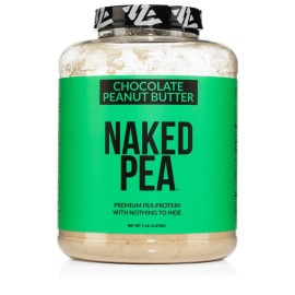 NAKED Pea - Chocolate Peanut Butter Protein from US & Canadian Farms, Organic Cocoa, Organic Coconut Sugar - No GMO, No Soy, and Gluten Free, Aid Growth and Recovery - 52 Servings