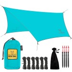 Wise Owl Outfitters Hammock Rain Fly - Waterproof Camping Tarp Cover with Tent Stakes & Carry Bag, Ultralight Shelter for Backpacking & Outdoor Shade