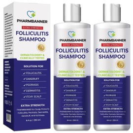 PHARMBANNER Anti-Fungal Shampoo for Itchy, Dry Scalp - Supports Scalp Health, Helps with Folliculitis, Seborrheic Dermatitis & Scalp Flaking-2 Pack