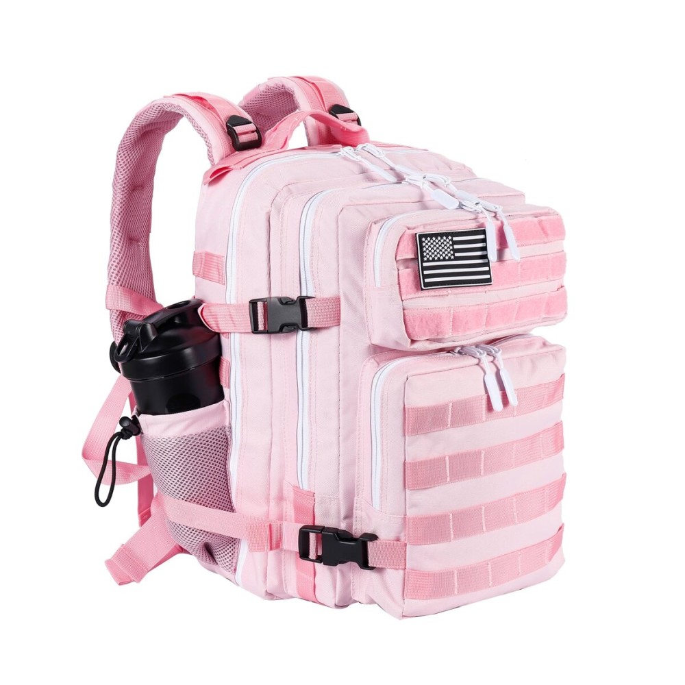 LHI Tactical Military Backpack for Men and Women 25L Army Assault Pack Bag Large Rucksack with Molle System-pink