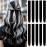 TOFAFA 22 inch Colored Hair Extensions, Colorful Clip in Long Straight Synthetic Hair Extensions, Color Christmas New Year Party Highlights Hairpieces for Kids Girls Women(10 PCS Black)