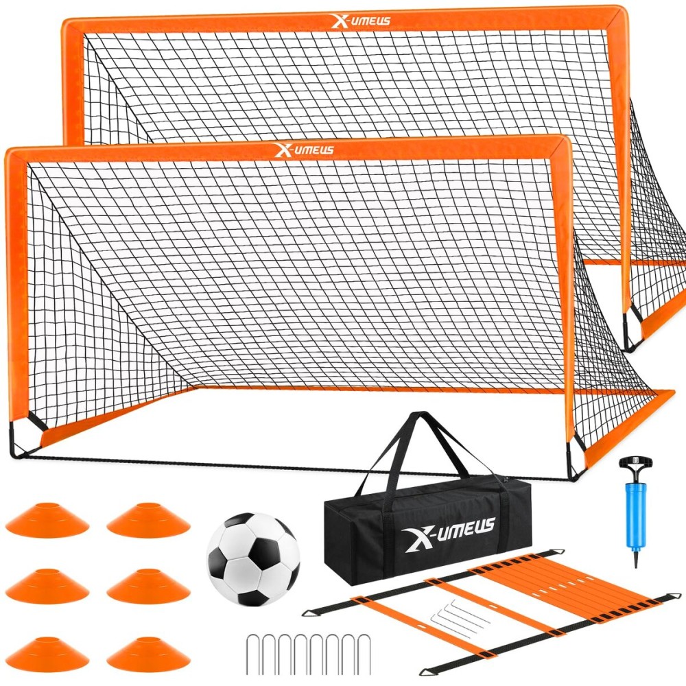 Kids Soccer Goals for Backyard Set of 2, 4 x 3 ft/6 x 4 Toddler Soccer Goal Training Equipment with Soccer Ball, Cones, Pop Up Soccer Net for Kids Age 3-5 4-6 6-8 8-12 10-12 Outdoor Games Sports Gifts