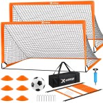 Kids Soccer Goals for Backyard Set of 2, 4 x 3 ft/6 x 4 Toddler Soccer Goal Training Equipment with Soccer Ball, Cones, Pop Up Soccer Net for Kids Age 3-5 4-6 6-8 8-12 10-12 Outdoor Games Sports Gifts