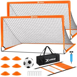 Kids Soccer Goals for Backyard Set of 2, 4 x 3 ft/6 x 4 Toddler Soccer Goal Training Equipment with Soccer Ball, Cones, Pop Up Soccer Net for Kids Age 3-5 4-6 6-8 8-12 10-12 Outdoor Games Sports Gifts