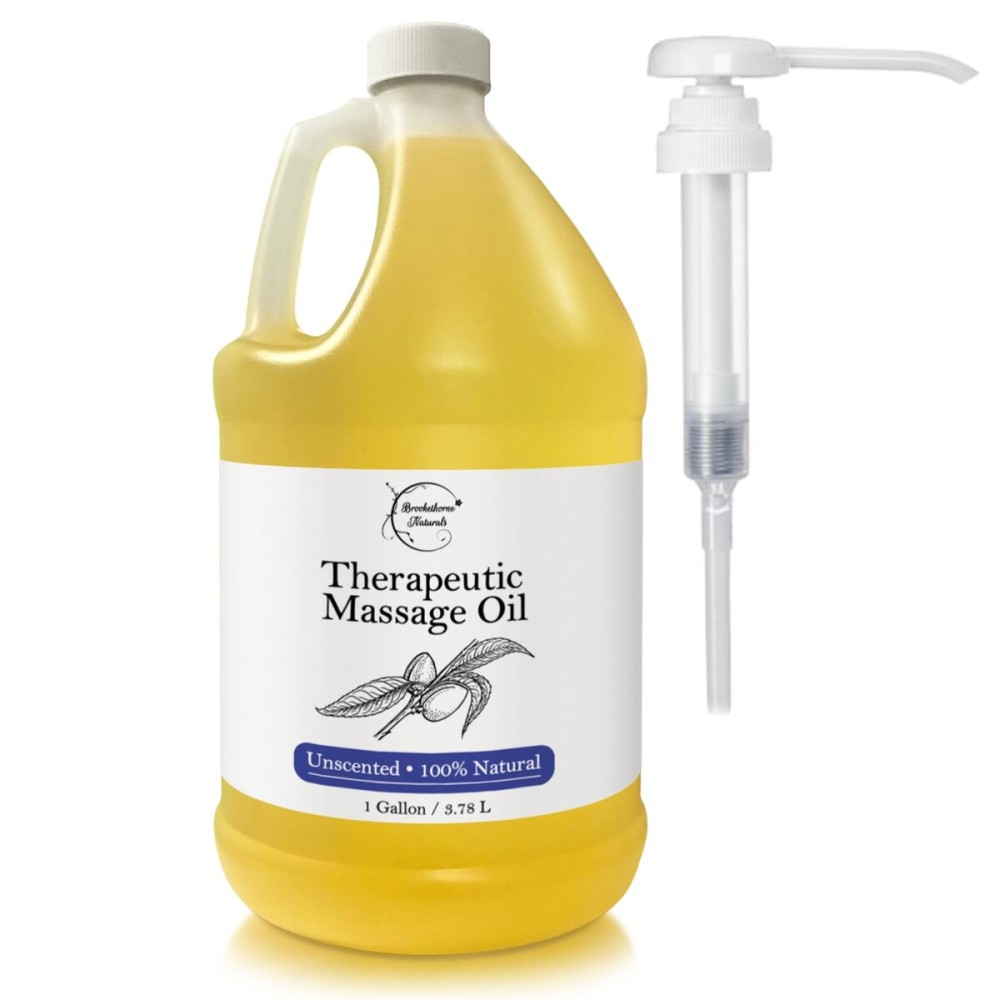 Unscented Massage Oil for Massage Therapy | 100% Natural Body Oil | Premium Quality for Spa & Professional Use | Soothing, Therapeutic & Hydrating Formula | 1 Gallon by Brookethorne Naturals