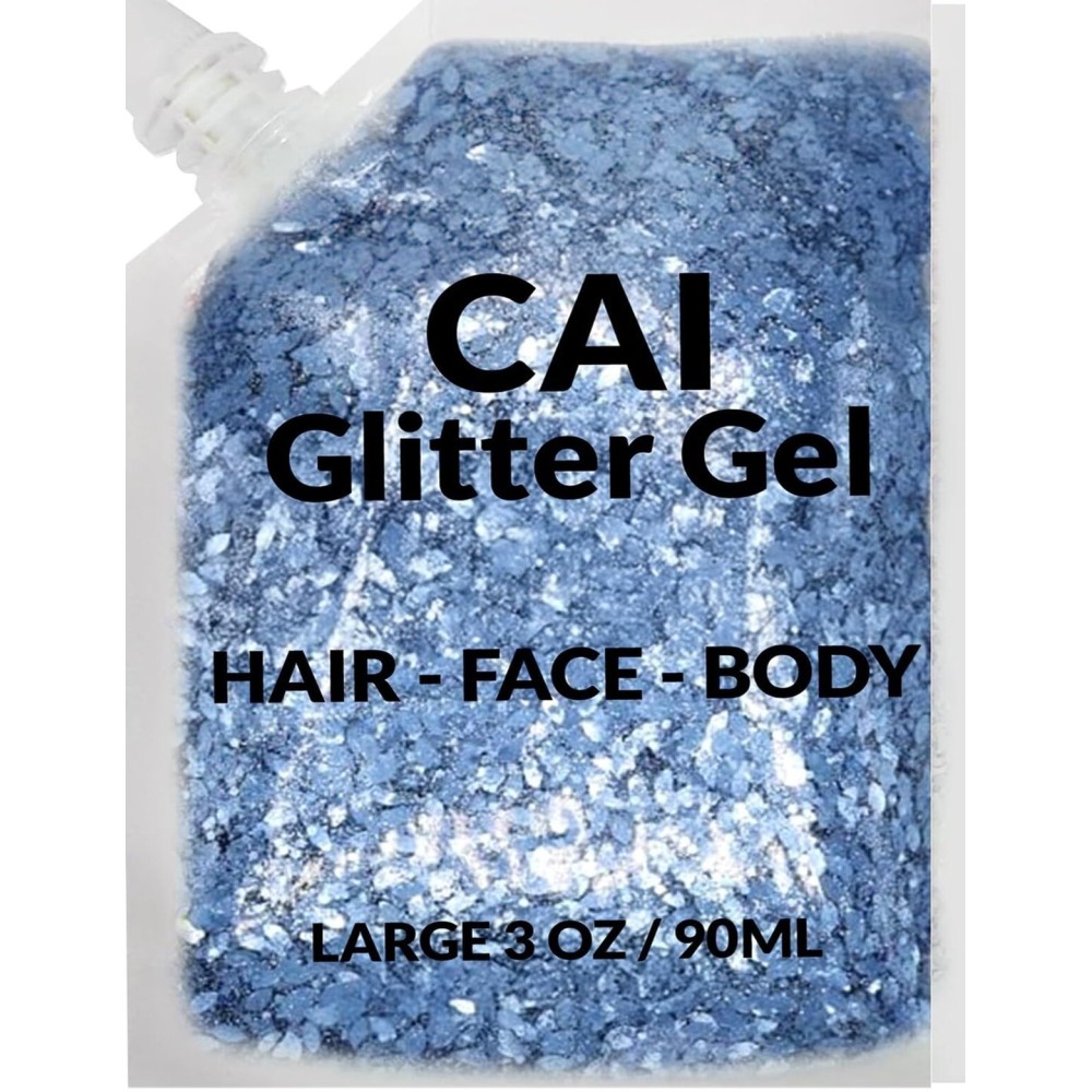 Face, Body & Hair Glitter Gel - Halloween Glitter for Kids and Women - 3 Oz Cosmetic-Grade Gel w/Moon & Stars for Festivals & Halloween Party, Easy Apply & Wash Off - Blue 1Pack