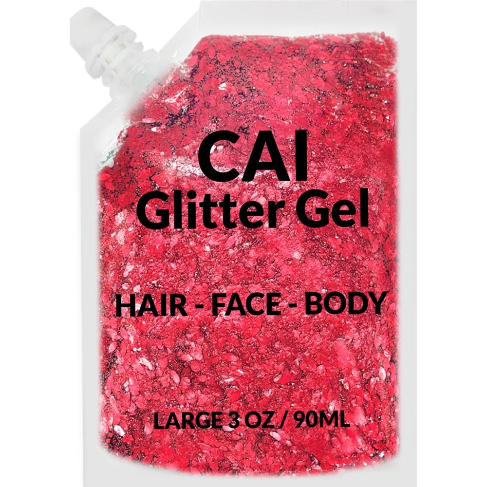 Face, Body & Hair Glitter Gel - Halloween Glitter for Kids and Women - 3 Oz Cosmetic-Grade Gel w/Moon & Stars for Festivals & Halloween Party, Easy Apply & Wash Off - Red 1Pack