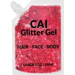 Face, Body & Hair Glitter Gel - Halloween Glitter for Kids and Women - 3 Oz Cosmetic-Grade Gel w/Moon & Stars for Festivals & Halloween Party, Easy Apply & Wash Off - Red 1Pack