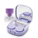 Vastsoon Contact Lens Case with Cleaner Washer, Travel Size Cute Colored Contact Lenses Applicator Removal Tool Kit with Mirror Solution Bottle for Daily Outdoor (Purple)
