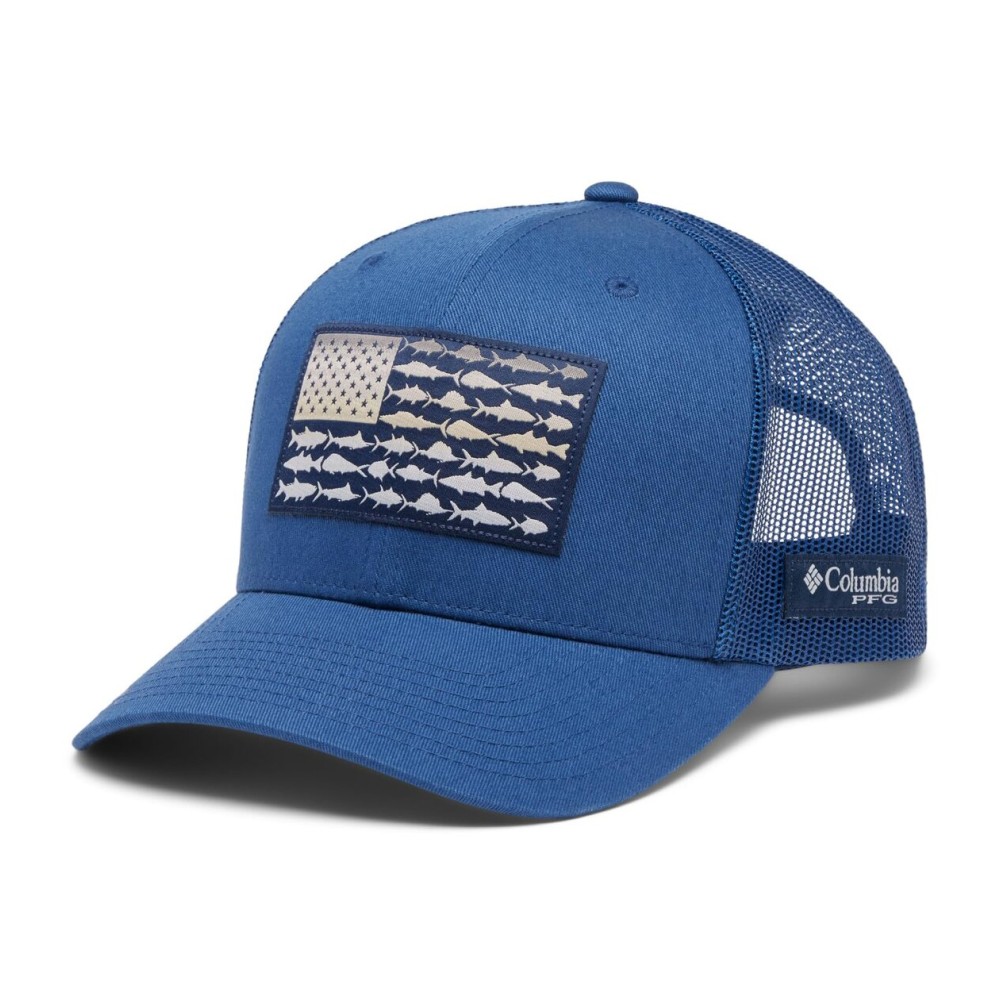 Columbia Unisex PFG Fish Flag Mesh Snap Back, Carbon/Collegiate Navy, One Size