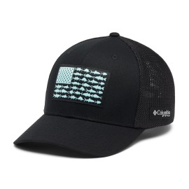 Columbia Unisex PFG Fish Flag Mesh Ball Cap, Black/Black, XX-Large