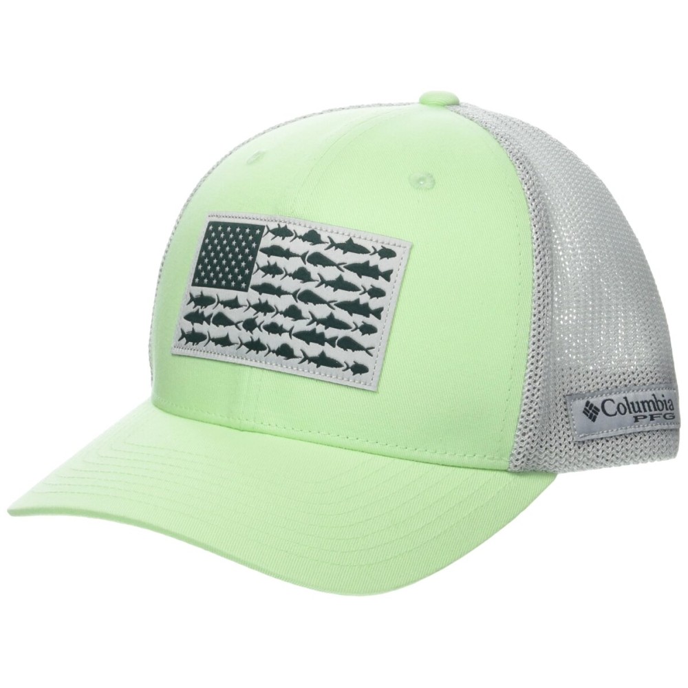 Columbia Unisex PFG Fish Flag Mesh Ball Cap, Key West/Cool Grey/US Fish Flag, Small/Medium
