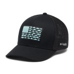Columbia Unisex PFG Fish Flag Mesh Ball Cap, Black/Black, Large/X-Large