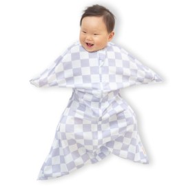 SleepingBaby Zipadee-Zip Transition Swaddle - Cozy Baby Swaddle Blanket with Zipper Convenience - Roomy Wearable Blanket for Easy Diaper Changes - Lavender Check, Large (12-24 Month)