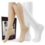 cerpite Zipper Compression Socks, 2 Pairs 15-20 mmHg Closed Toe Compression Stockings for Men Women