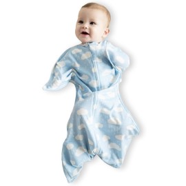 SleepingBaby Zipadee-Zip Transition Swaddle - Cozy Baby Swaddle Blanket with Zipper Convenience - Roomy Wearable Blanket for Easy Diaper Changes - Spring Showers, X-Small (3-6 Month)