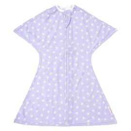 SleepingBaby Zipadee-Zip Transition Swaddle - Cozy Baby Swaddle Blanket with Zipper Convenience - Roomy Wearable Blanket for Easy Diaper Changes - Paperwhite Flowers, X-Small (3-6 Month)