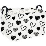 Sanjiaofen Rectangular Kids Baskets,Heart Storage Bins Organizer.Cute Storage Bin with Handles. Kids Basket,Girls Room Decor,Books Basket, Gifts Bins Empty.(Black Heart)