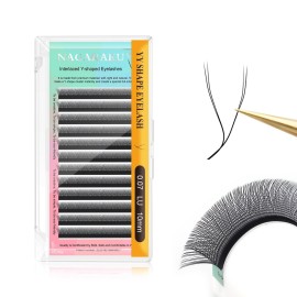 NAGARAKU YY Eyelash Extensions Supplies Y Shape Lash Premade 4D Easy Fan Russian Volume Cluster Faux Mink Matte 12 rows pre Fanned Wispies Crisscross Eye Lashes(0.07mm LU curl 10mm)