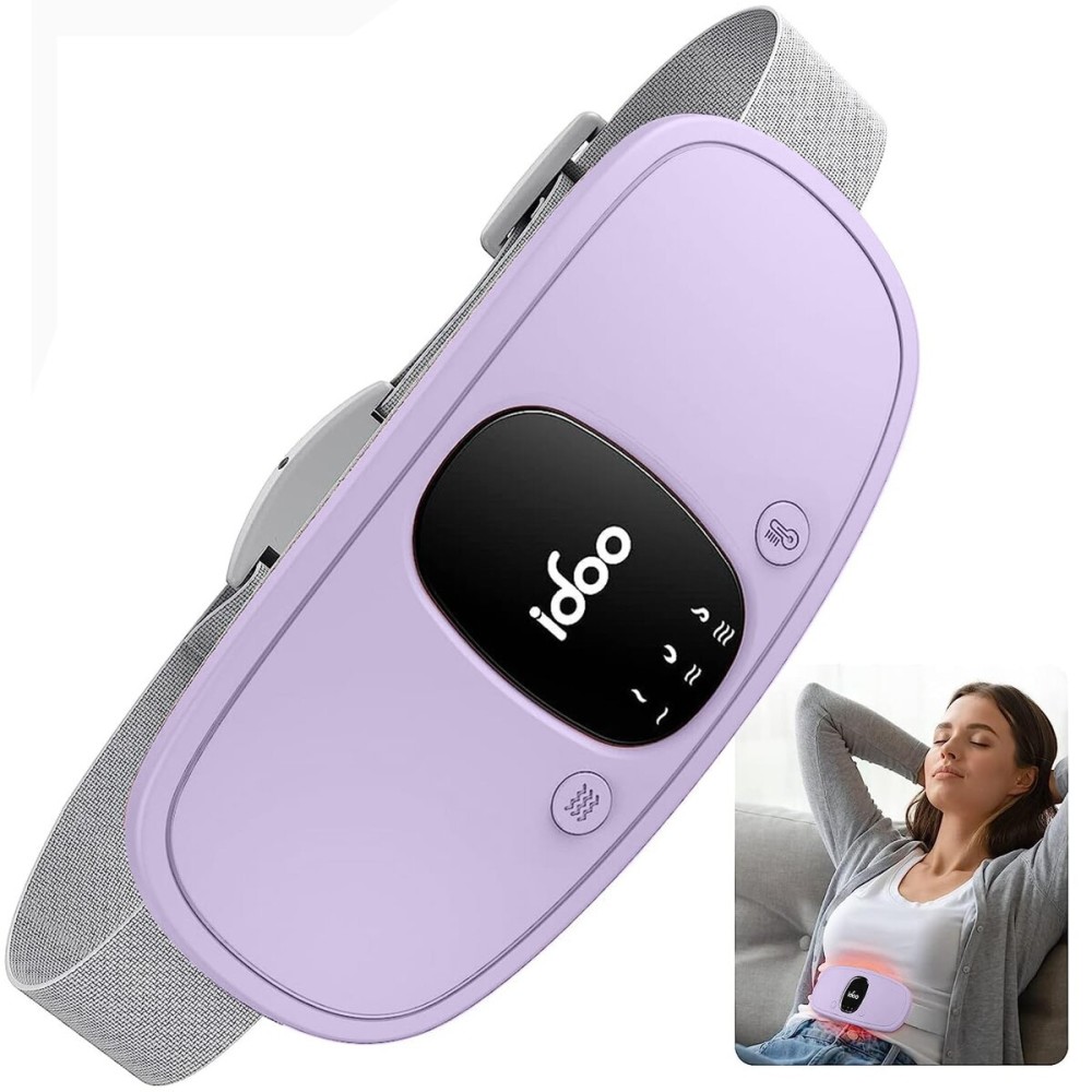iDOO Portable Heating Pad, FSA Eligible Items Only List, Period Heating Pad with 3 Heat Levels and 3 Massage Modes, Electric Fast Heating Belly Wrap Belt, Gifts for Girlfriend Mom Wife Women (Purple)