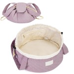 Narwey Barrel Drawstring Makeup Bag Large Cosmetic Bag Make up Bags Women Toiletry Organizer for Travel Toiletries Accessories Essentials (Quilted Dusty Rose) (Patent)