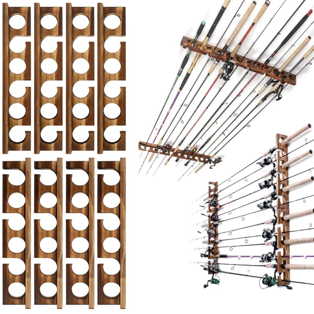 Ghosthorn Holds Up to 24 Rods Fishing Pole Rod Racks Wall or Ceiling Mounted Fishing Pole Rod Holders for Garage Storage Organizer Fishing Gear Equipment for Men Women