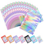 Funfery 100 pcs Mylar Holographic Bags Packaging Bags,Clear Resealable Smell Proof Bag Foil Pouch Bag for Party Favor,Food Storage Baggies Packaging for Small Business(5.5x7.9in,Holographic