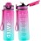 QLUR Water Bottle with Straw, 27oz Motivational Water Bottles with Time Marker to Drink, Tritan BPA Free, 750ml Sports Water Bottle with Carry Strap LeakProof for School Fitness Outdoor (1Pack)