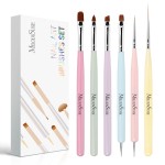 MelodySusie Nail Art Brushes Set,6pcs Nail Art Design Pen Painting Tools with Extension Gel Brush, Polish Brush, Builder Brush,Liner Brush, Carved Brush, and Dotting Pen for Home DIY Salon Use