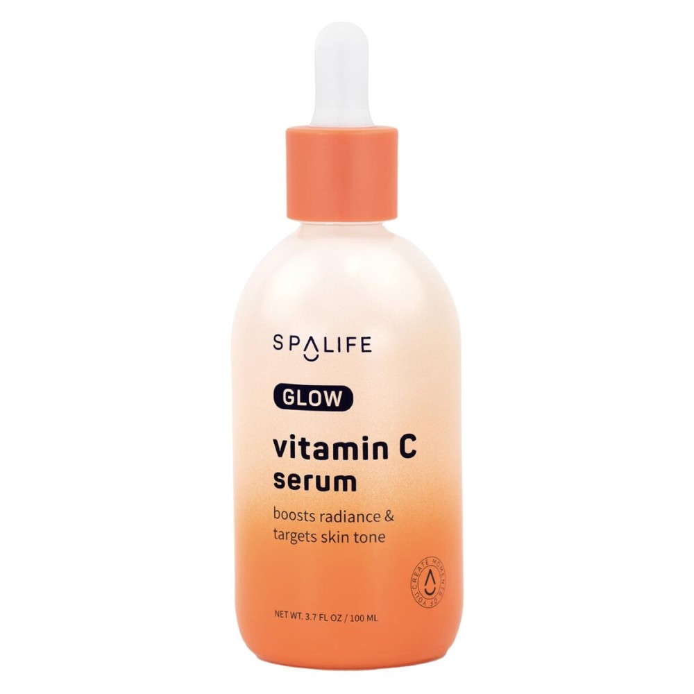 Spa Life Face Serum: GLOW Vitamin C & Radiating Daily Serum 100 ml (3.7 oz) - Targets Dark Spots, Fine Lines, Uneven Tone & Signs of Aging, Firming, Plumping & Radiance Boosting