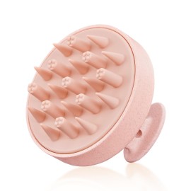 HEETA Hair Scalp Massager for Hair Growth, Shampoo Brush, Scalp Scrubber Exfoliator with Soft Silicone Bristles for Dandruff Removal to Relieve Stress, Wet Dry Use Updated Material, Pink