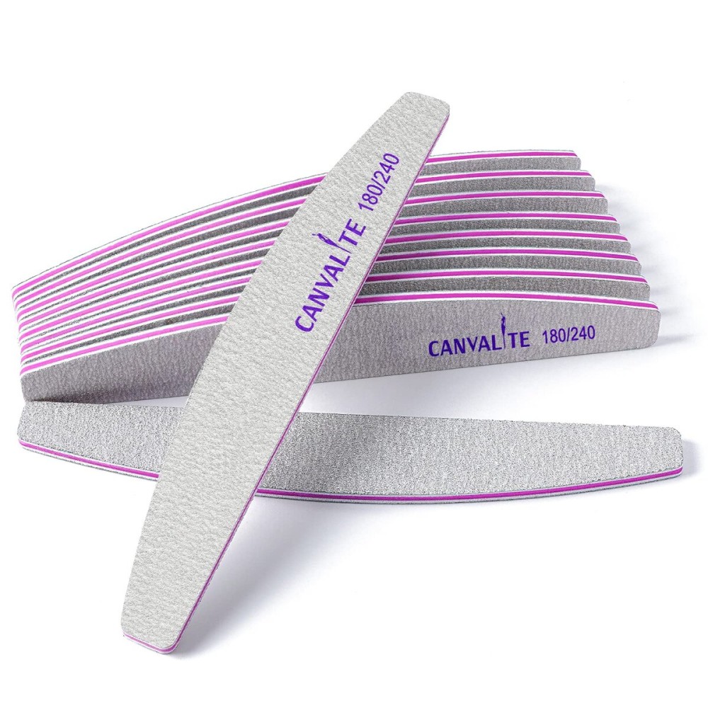 Canvalite Nail Files for Natural Nails 180/240 Grit Emery Board for Nails Styling Tools for Home and Salon Use 10 PCS