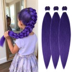Purple Braiding Hair Pre Stretched 32inch 3 Packs Braiding hair Extensions Synthetic Crochet Braids, Hot Water Setting Professional Soft Yaki Texture. (32inch(3Packs),Purple)