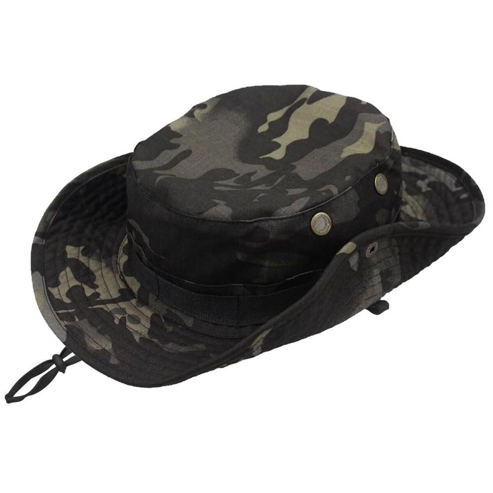 Sun Hats for Men Women Bucket Hat UPF 50+ Boonie Hat Foldable UV Protection Hiking Beach Fishing Summer Safari(1pack-Black-2)
