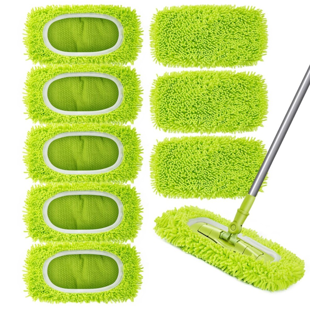 Unoutur Reusable Dry Sweeping Cloths Microfiber Wet Mop Pads Compatible with Swiffer Sweeper Mop Replacement Sweeping Mopping pad Refills for Hardwood Surface Floor Cleaning (8PCS)